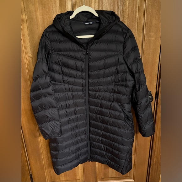 Women’s Lands' End Long Black Puffer Quilted Winter Coat XL - Picture 1 of 5